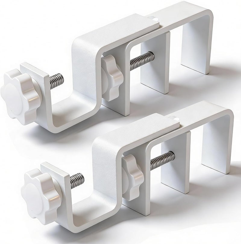 Mimiio Over Blinds Curtain Rod Brackets for Outside Mounted, No-Drill Blinds Curtain Rod Holders for 1.3-2" Rectangular Headrails, Tool-Free & No Wall Damage, Apartment & Renter Friendly (Set of 2, White) - Image 1
